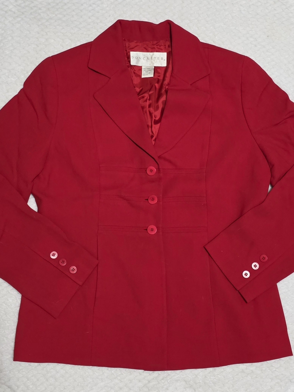 Doncaster Women's Red Tailored Blazer Jacket - 100% Wool